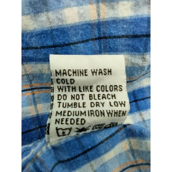 PD&C Boys Flannel Button Up Long Sleeve Shirt Size 14 Plaid Blue 100% Cotton - Picture 3 of 9